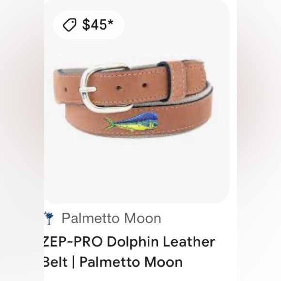 Zep Pro Leather Embroidered Mahi Mahi Bull Dolphin Belt | Size 42 - Picture 7 of 12